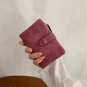 Korean Style Short Wallet for Women Frosted Coin Change Purse Large Capacity Leather Clutch Bag Youth Fashion Summer Season