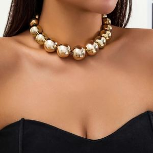 Ingemark | Exaggerated Goth Acrylic CCB Big Ball Bead Chain Necklace for Women Punk Chunky Heavy Short Choker Grunge Jewelry Steampunk Men