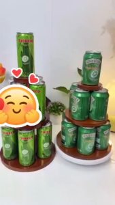 Tháp 3 tầng gỗ tự nhiên bày bia nước ngọt - Đồ thờ