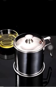 หม้อกรองน้ำมัน 304หม้อเก็บน้ำมัน พร้อมตะแกรงกรอง หม้อกรองน้ำมันสแตนเลส หม้อ1.3 ลิตร