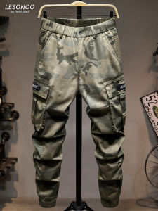 LIANSENNIAO | Mens Camo Casual Cargo Pants Elastic Multi-Pockets