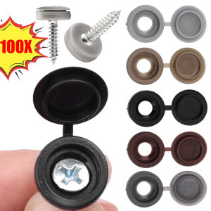 【WOKEN】100PCS 7 Colors Screw Decorative Cover Cross Screw Cap Folding Buckle Button Protective Cover Car Decorative Nut Nail Cover Bolt Hardware Car Accessories