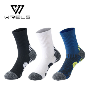 WRELS | Sports Marathon Running Sock Men Professional Breathable Outdoor Hiking Socks Shock Absorbing Traning Stretch Cycling Socks