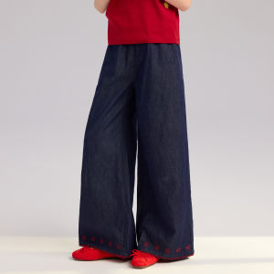 iplant | Embroidered Washed Denim Long Pants