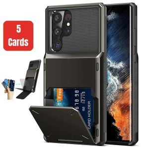 Credit Card Holder Slot Case for Samsung Galaxy S24 S23 S22 Ultra S21 Plus S20 FE S10 S9 Note 20 10 9 Wallet Pocket Phone Cover
