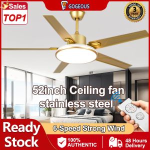 GOGEOUS Super bright super windy ceiling fan with light modern ceiling fan with led light nordic ceiling fan heavy duty ceiling fan 5 blades big Iron ceiling lights with fan and remote for living room bedroom dinning room
