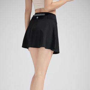 White Tennis Skirt Womens Lined Fashion Tape Fitness Skirt Running Training Yoga Skirt High Top Sports Skirt