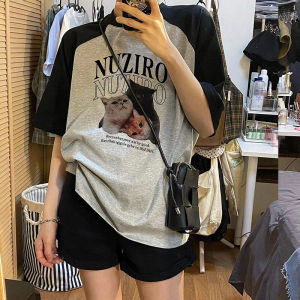 Chuxin 2025 New Arrival Cat Logo American Retro Print Short Sleeve Casual Sportswear Set for Young Women Summer Collection
