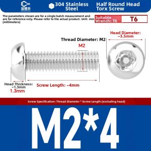 BAODEFENG | Black 304 Stainless Steel Anti-theft Screws Hex Socket Round and Countersunk Heads Bolts