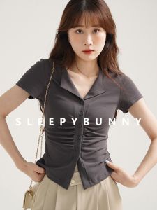 Sweet Leisure Fitted Waist Turn-Down Collar T-Shirt