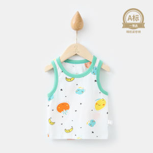 Baby Vest Thin Pure Cotton Belly Protector Boys and Girls Baby Boneless Sleeveless Newborn Half Back Top Summer Clothes