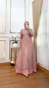 Elly fashion/ Laksmi Dress Matt Ceruty Mix Brukat/ Dress kondangan/ dress brukat /Gamis terbaru 2024