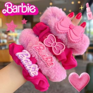 Fashion Angel Girl Korean Barbie Pink Plush Hair Loop For Women Fashion Sweet Bow Hair Cord For Student Birthday Gift