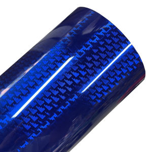 Premium PET Gloss Chrome Ghost Blue Carbon Vinyl Wrap Aircraft Pattern Adhesive Film Decal Motorbike Car Wrapping Sticker