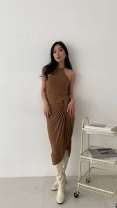 KAYSER Yasmin Summer Skirt - Beach Outer Allsize Hitam/Cokelat Muda - Lingkar Pinggang 68-110cm - Bahan Original Ex Garment Import