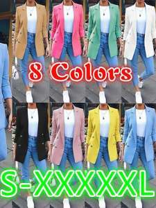 สตรีทสไตล์ สลิมฟิต คาร์ดิเกน เสื้อโค้ท ปกเสื้อ ความยาวปานกลาง เสื้อแจ็คเก็ต เจ็ดแขนสีบริสุทธิ์ปุ่มเดียวแฟชั่นสตรีท ผู้หญิง เสื้อโค้ท