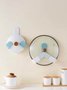1 PCs Pot Lid Holder Adjustable Wall-Mounted Home Kitchen Storage Organizer Rotatable Hooks Pan Cover Rack
