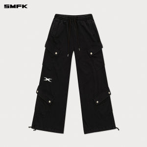 SMFK | Utility Drawstring Cotton Multiple Pockets Long Trousers