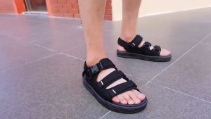 New Fashion Summer Casual Mens Flat Sandals Beach Shoes with Ankle Strap Removable Dual Purpose Outdoor Slip-Ons Slides Sport Flatshoes Mules Half Shoes for Women Men