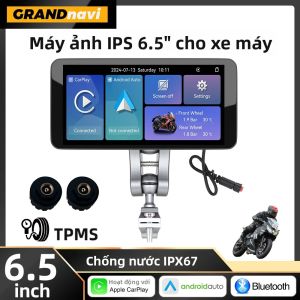 Màn Hình Thông Minh Xe Máy 6.5 Inch Không Dây Hỗ Trợ Android Auto CarPlay Bluetooth Chống Nước IP67 Kèm Giá Đỡ Tháo Rời