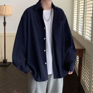 Retro Heavyweight Corduroy Long Sleeve Mens Shirt Casual Loose Fit Versatile Outdoor Workwear Jacket for Couples Autumn Wear