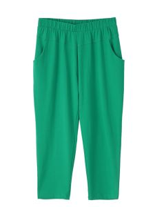 Plus Size Cropped Pants Womens Thin Chubby Girl Summer plus Size Womens 100.00kg High Waist Loose Elastic Casual Pants