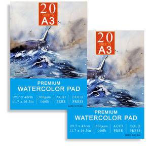 2pack Watercolour Paper Pad A3/A4/A5 20 Sheets 140lb / 300gsm Student Grade Cold Pressed & Acid Free Watercolour Sketchbook