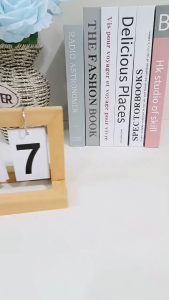 HTF Choice Nordic Wooden Page-Turning Calendar - Natural Grain for Home or Office Decor