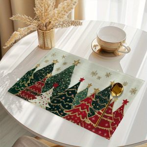 VIKAMA Christmas Limited Edition Tablecloth and Napkin for Kitchen Table with Waterproof Christmas Tree Decorations