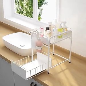 Under Sink Rack Kitchen Sliding Cabinet Storage Basket Pull Out Organizer Drawer Pantry Countertop Kitchen Organizers Cup Spice Bowl Plate Dish Rack