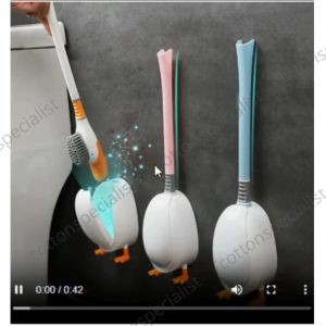 [ READY STOCK ] Diving Duck Toilet Brush  Silicone Toilet Brush Set Toilet Wall-Mount Cleaning Scrubber