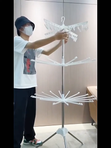 Foldable Clothes Rack Floor Standing Balcony Clothes Rod Hanging Home Organizer Women Childrens Sock Underwear