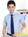 ROMON | Lormen Summer New Men's Short Sleeve Shirt Business Casual Anti-Wrinkle Workwear Lightweight Polyester Cotton Blend Shirt. 