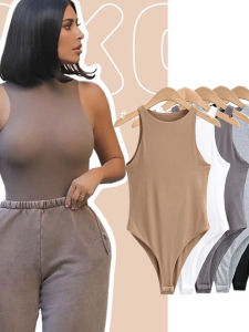 Slim Fit One Piece Vest Top Womens Summer Street Style Low Waist Shorts Knitted Polyester Casual Pants for Women