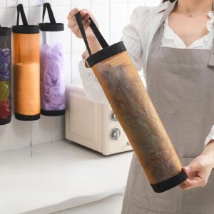 【Warm Homie】Wall Mounted Grocery Bag Bracket Multi Functional Plastic Bag Dispenser Storage Kitchen Garbage Sorter Kitchen Tools