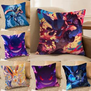Bandai | Pokemon Battle Frontier Anime Plush Pillow Cover Soft Short Plush Cushion Cover For Sofa Bedroom Home Decor Gift