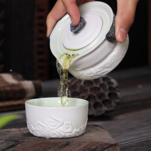 Pengchen Ceramic New 1 Person One Pot Two Cups Quick Cup Outdoor Tea Set for Car Travel Portable Kung Fu Tea Set