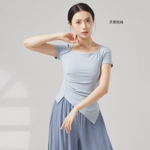 Áo Biểu Diễn Cổ Vuông Góc Cho Nữ Áo Tập Luyện Cổ Điển Áo Biểu Diễn Góc Nghiêng Áo Tập Luyện Thể Dục Thể Thao Cổ Điển Áo Tập Luyện