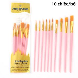 Bộ 10 Cọ Vẽ Lông Nylon Bền Dùng Cho Tranh Màu Nước Vẽ Thân Thể Vẽ Đá Và Vẽ Móng