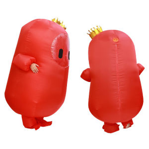 Fall Guys Costume Inflatable Suit for Kids Adult Boy Girl Men Women Cosplay Halloween Carnival Stumble Guy Jelly Bean Mascot Red