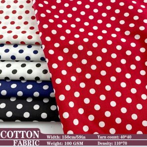 100*150cm Polka Dot Printed Cotton Fabric - For DIY Clothing Dresses Kids Wear & Home Decor - Sold by Meter