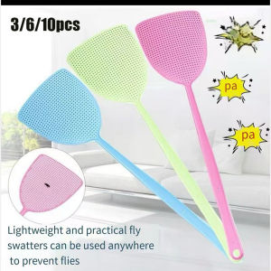 3/6/10pcs Fly swatter Plastic PP Home New Material Non Rotten Manual Extended Handle Fly and Mosquito swatter Color Random