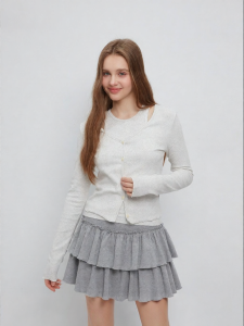 Solid Color Small Cherry Casual Spring Korean Style Knit Top Two-piece Set
