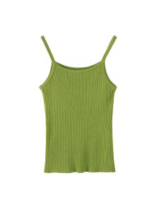 Fan Zhiqiao Camisole Womens Summer Sleeveless Polo Elegant Student Outer Wear Avocado Matcha Green Knitting T Tops