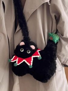 Lovely Christmas Cat Women Bag Furry Autumn Winter Fashion Shoulder Bag Purses and Handbags Girls Bags