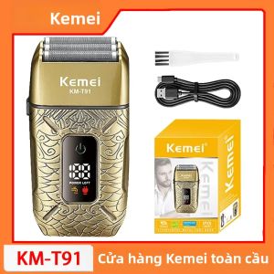Kemei | Máy Cạo Râu Điện Kemei KM-T91 Dành Cho Nam Sạc Được 3 Lưỡi Dao Chuyên Nghiệp Không Dây Máy Cạo Đầu Trọc Với Đầu Cạo Nổi