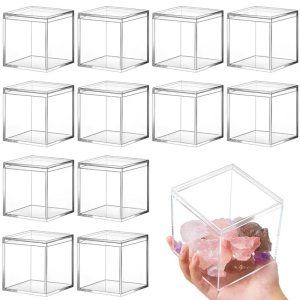 20pcs Square Containers Display Boxes with Lids Small Acrylic Plastic Storage Box  Clear Container Boxes for Candy Pill Earring Jewelry Tiny Beads Packaging Storage Box Square Display Box