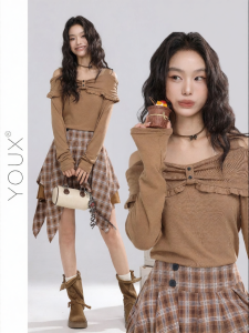 YOUXIANG | Áo Thun Vintage Sơ Mi Dễ Thương