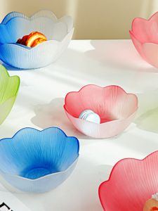 Luxurious Gold Rimmed Glass Bowl Dessert Small Bowl Fruit Salad Bowl High Aesthetic Value Ice Cream Dishware Plate