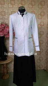 ATASAN SAJA SERAGAM PNS SERAGAM GURU PNS BAJU DINAS PNS KANTOR BAJU BLAZER PNS PUTIH LIST HITAM 210